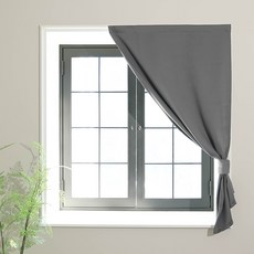 Lifegd100 無需釘子即可安裝的魔鬼氈遮光窗簾短2P, 炭灰色