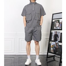 The Mind 男性短袖訓練服 PT雙口袋套頭風衣套裝