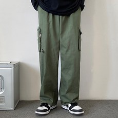 工裝腳踝抽繩方形口袋街頭時尚寬褲