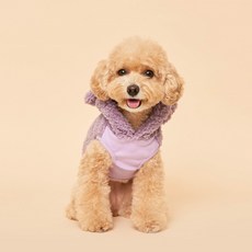 Flot 狗狗絨毛無袖小熊連帽衫, 紫丁香色