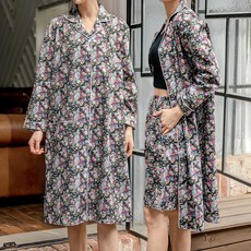 테라우드 여성용 통기성 로브 코튼 플라워 원피스 잠옷 2p