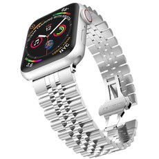 Yoitch Apple Watch 不鏽鋼錶帶, 銀色, 1個