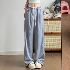 MarketA 女款撞色涼感輕盈鬆緊帶長褲