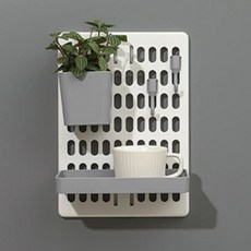 벽걸이 보드 M + 수납함 2종 + 후크걸이 5p, 1개, 화이트 + 그레이
