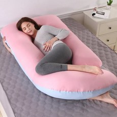 모모 임산부 입체 공학 디자인 G형 바디필로우 쿠션 베개, 핑크 + 스카이