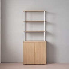 리디아 나인 선반 수납장 3단 방문설치, 우드화이트