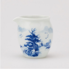 慶德鎭青花一村公道杯, 藍色 + 白色, 1個