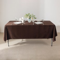 大成纖維 魯平天鵝絨桌布, 大(270 x 150 cm), 棕色
