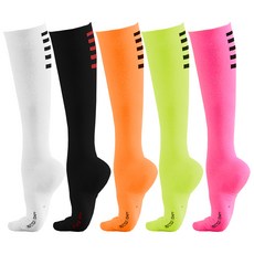 Pelle Tricot 全運動機能壓縮襪5件組, 白色, 黑色, 螢光黃, 螢光粉, 螢光橘, 1個