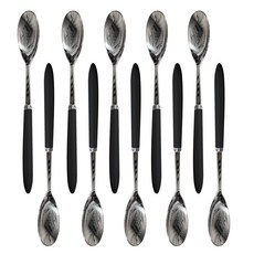 高級不鏽鋼茶匙, 黑色, 10個