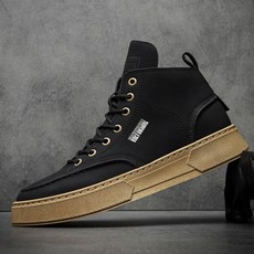 Market A 休閒圓頭皮革軍靴