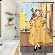 페어링 북유럽풍2 욕실 샤워 커튼, YL303, 1개