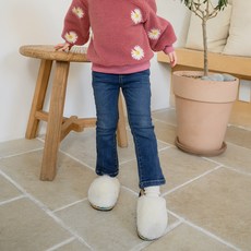 Lala Amang 童款修飾線條刷絨牛仔褲