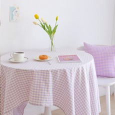 FORHOME 粉彩格紋桌布邊桌布, 90 x 140 cm, 淺紫色, 1個
