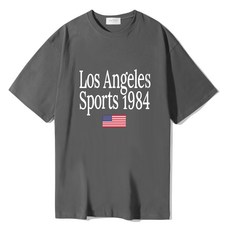 오에타 남녀공용 LA1984 더블 코튼 오버사이즈 통기성 반팔 티셔츠