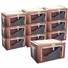 MINEING 現代風收納箱, 圓點棕色, 66L, 10個
