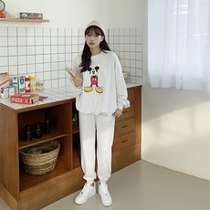 click n me 女款米奇圖案休閒上衣+下裝套組