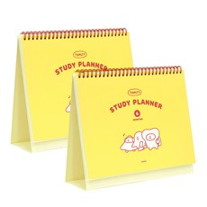 indigo 圖案封面印花桌歷 2入+貼紙 4款 2入, 桌曆本(黃色)