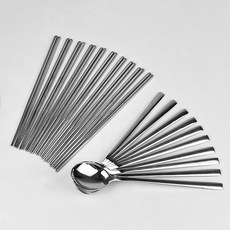 Queensense 不鏽鋼 Charming 湯匙與 Check 真空筷子10人份組, 1組, 湯匙 10支+筷子 10雙, 單色