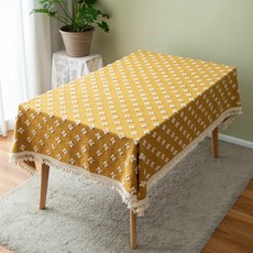 Market A 頂級黃色亞麻刺繡桌布, 混合色, 140 x 180 cm