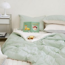 FLORA GreenOn M2 保濕薄被, 綠茶色, 被套+墊+枕套套裝