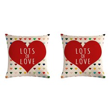可愛愛心圖案情書系列亞麻抱枕套2入
