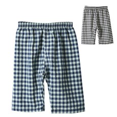 Carrylucy 兒童無螢光紗染細格紋八分睡褲2件組