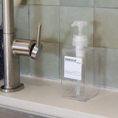 new&look 方形給皂器 一般型 450ml + 防水標籤貼紙 A型, 1套, 透明
