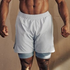 WINABLE 男款運動網眼鬆緊帶涼感五分內搭短褲, 灰色, 1個