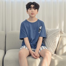 코코드림 청소년 학생 커플용 해피판다 반팔 반바지 잠옷 세트