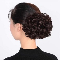 하이유니 롤 빵 왕 똥머리 헤어피스, 다크브라운, 1개