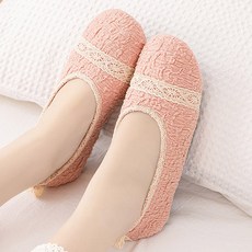 아리코 레이스 고무바닥 덧신형 실내화, 핑크, 1개