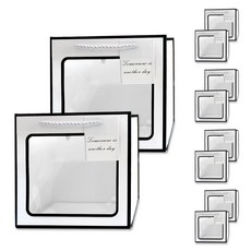 Lead home Line Black 正方形開窗手提袋 蛋糕 花盆 禮品包裝 10入, 白色, 10個