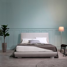 베디스 데이지 가죽 평상형 침대 프레임 + 매트리스 세트 방문설치, 연그레이