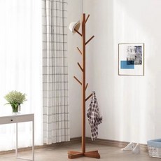 移動型木質立式衣架衣架, 十字棕色