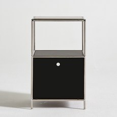 헤이몰리 완제품 헤이즈 미드센츄리 모듈 2단 400 선반 서랍 협탁, 블랙, 1개