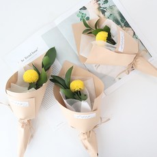 모리앤 생화 부담없는 1송이 꽃다발 퐁퐁 3개, 옐로우
