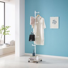 이지온 이동식 원목 미니 감성 우드 스탠드 베이직 6 철제 옷걸이 행거 WEC-L, 메이플