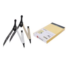 deLi 數學教學工具 活頁簿打孔有線文件筆記 A5 黃色 5p + 夏普型指南針 2 件套 20302, 1套