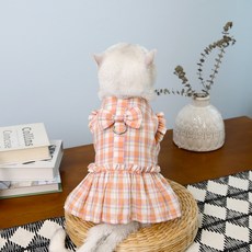 Coco studio 寵物Chichi蝴蝶結胸背帶連身裙, 橘色, 1個