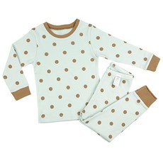 Maykids 童款棕色小圓點印花30支棉長袖家居服套裝