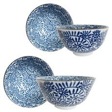 Marui Blooming Aizome Air 款待套裝, 小碗 2個+大碗 2個, 混色