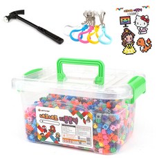 LET'S TOY 像素積木 角色製作套組 10mm 5200顆 + 設計圖冊 + 專用錘子 + 鑰匙圈隨機出貨 5個, 1組, 多色