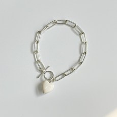 엘라주르 여성용 크리미 크림 하트 토글 팔찌