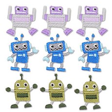 時尚亮點 刺繡布貼 迷你機器人套組 2, 混合色, 1套