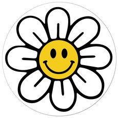 Play about DIY繪圖圓形微笑雛菊相框, 白色