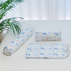 아띠블랑 유아용 베개 + 바디필로우 + 블랭킷 꿀잠 세트, 블루다이노