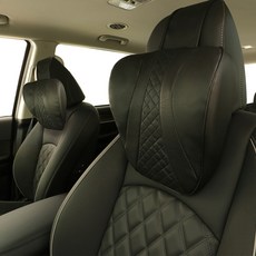 ruzen 結實車用頸枕+幾皮枕套, 現代黑, 1組