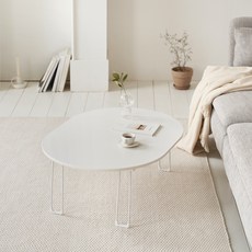 Maison de Comma S號橢圓形圓角折疊桌, 白色