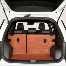 ANGEL CARMAT 全套防刮防污完美貼合車宿菱格紋後車廂墊 + 椅背套組, Torres T7, 棕色